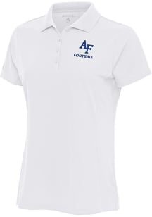 Antigua Air Force Falcons Womens White Football Legacy Pique Short Sleeve Polo Shirt