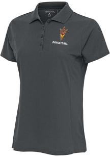 Antigua Arizona State Sun Devils Womens Grey Basketball Legacy Pique Short Sleeve Polo Shirt