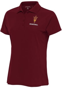 Antigua Arizona State Sun Devils Womens Maroon Basketball Legacy Pique Short Sleeve Polo Shirt