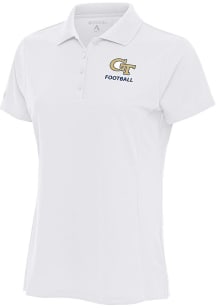 Antigua GA Tech Yellow Jackets Womens White Football Legacy Pique Short Sleeve Polo Shirt