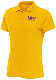 Antigua LSU Tigers Womens Gold Football Legacy Pique Short Sleeve Polo Shirt