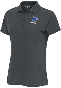 Antigua Memphis Tigers Womens Grey Football Legacy Pique Short Sleeve Polo Shirt