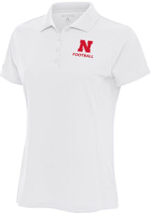 Antigua Nebraska Cornhuskers Womens White Football Legacy Pique Short Sleeve Polo Shirt