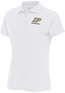 Antigua Purdue Boilermakers Womens White Basketball Legacy Pique Short Sleeve Polo Shirt
