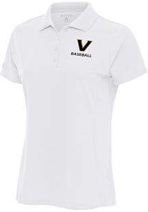 Antigua Vanderbilt Commodores Womens White Baseball Legacy Pique Short Sleeve Polo Shirt