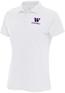 Antigua Washington Huskies Womens White Football Legacy Pique Short Sleeve Polo Shirt