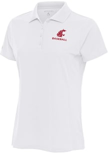 Antigua Washington State Cougars Womens White Baseball Legacy Pique Short Sleeve Polo Shirt