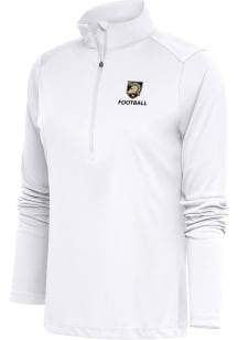 Antigua Army Womens White Football Tribute 1/4 Zip Pullover