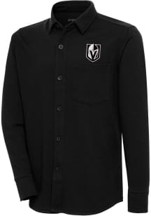 Antigua Vegas Golden Knights Mens Black Metallic Logo Steamer Long Sleeve Dress Shirt