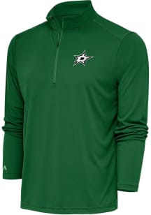 Antigua Dallas Stars Mens Green Metallic Logo Tribute Long Sleeve 1/4 Zip Pullover