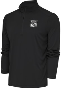 Antigua New York Rangers Mens Grey Metallic Logo Tribute Long Sleeve 1/4 Zip Pullover