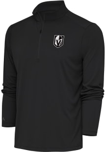 Antigua Vegas Golden Knights Mens Grey Metallic Logo Tribute Long Sleeve 1/4 Zip Pullover