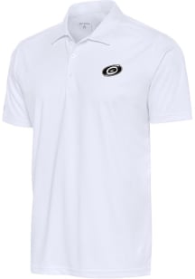 Antigua Carolina Hurricanes Mens White Metallic Logo Tribute Short Sleeve Polo