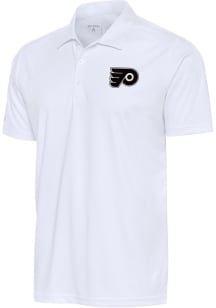 Antigua Philadelphia Flyers Mens White Metallic Logo Tribute Short Sleeve Polo