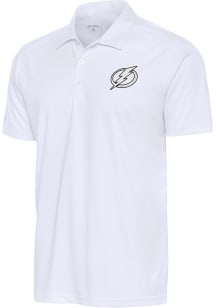 Antigua Tampa Bay Lightning Mens White Metallic Logo Tribute Short Sleeve Polo