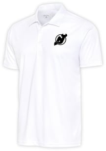 Antigua New Jersey Devils White Metallic Logo Tribute Big and Tall Polo