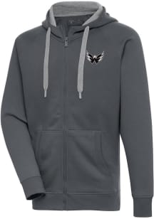 Antigua Washington Capitals Mens Charcoal Metallic Logo Victory Long Sleeve Full Zip Jacket