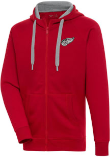 Antigua Detroit Red Wings Mens Red Metallic Logo Victory Long Sleeve Full Zip Jacket