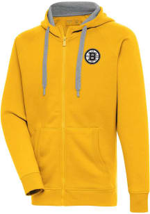 Antigua Boston Bruins Mens Gold Metallic Logo Victory Long Sleeve Full Zip Jacket
