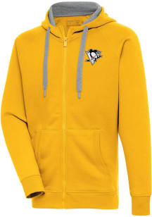 Antigua Pittsburgh Penguins Mens Gold Metallic Logo Victory Long Sleeve Full Zip Jacket