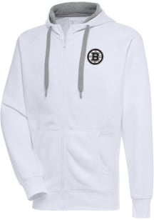 Antigua Boston Bruins Mens White Metallic Logo Victory Long Sleeve Full Zip Jacket