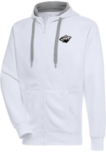 Antigua Minnesota Wild Mens White Metallic Logo Victory Long Sleeve Full Zip Jacket