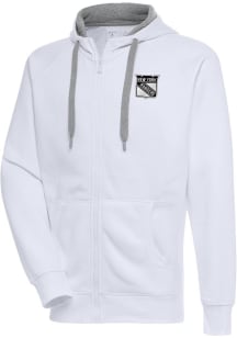 Antigua New York Rangers Mens White Metallic Logo Victory Long Sleeve Full Zip Jacket