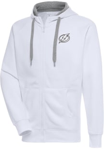 Antigua Tampa Bay Lightning Mens White Metallic Logo Victory Long Sleeve Full Zip Jacket