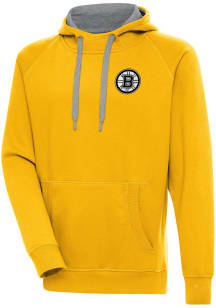 Antigua Boston Bruins Mens Gold Metallic Logo Victory Long Sleeve Hoodie