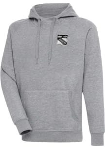 Antigua New York Rangers Mens Grey Metallic Logo Victory Long Sleeve Hoodie