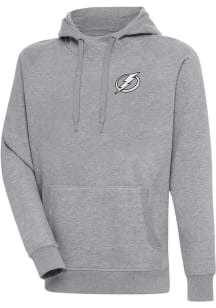 Antigua Tampa Bay Lightning Mens Grey Metallic Logo Victory Long Sleeve Hoodie