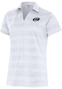 Antigua Carolina Hurricanes Womens White Metallic Logo Compass Short Sleeve Polo Shirt