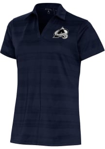 Antigua Colorado Avalanche Womens Navy Blue Metallic Logo Compass Short Sleeve Polo Shirt