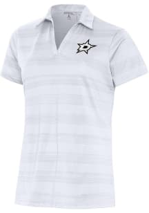 Antigua Dallas Stars Womens White Metallic Logo Compass Short Sleeve Polo Shirt