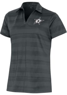 Antigua Dallas Stars Womens Grey Metallic Logo Compass Short Sleeve Polo Shirt