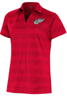 Antigua Detroit Red Wings Womens Red Metallic Logo Compass Short Sleeve Polo Shirt