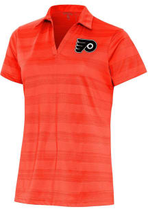 Antigua Philadelphia Flyers Womens Orange Metallic Logo Compass Short Sleeve Polo Shirt