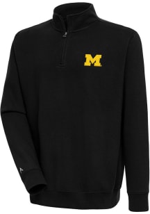 Antigua Michigan Wolverines Mens Black Victory Long Sleeve 1/4 Zip Pullover