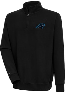 Antigua Carolina Panthers Mens Black Victory Long Sleeve 1/4 Zip Pullover