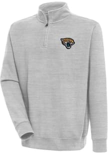 Antigua Jacksonville Jaguars Mens Grey Victory Long Sleeve Qtr Zip Pullover