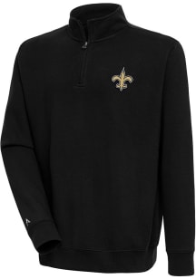 Antigua New Orleans Saints Mens Black Victory Long Sleeve 1/4 Zip Pullover