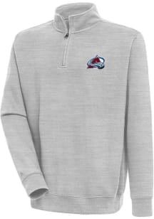 Antigua Colorado Avalanche Mens Grey Victory Long Sleeve Qtr Zip Pullover