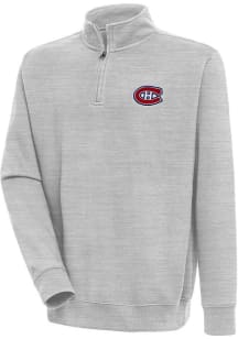 Antigua Montreal Canadiens Mens Grey Victory Long Sleeve Qtr Zip Pullover