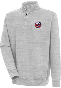 Antigua New York Islanders Mens Grey Victory Long Sleeve Qtr Zip Pullover