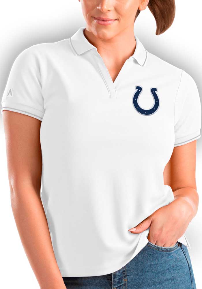 Antigua Indianapolis Colts Womens White Affluent Short Sleeve Polo Shirt
