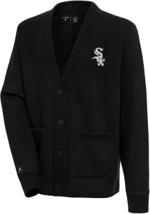 Antigua Chicago White Sox Mens Black Victory Cardigan Long Sleeve Sweater