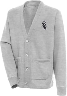 Antigua Chicago White Sox Mens Grey Victory Cardigan Long Sleeve Sweater