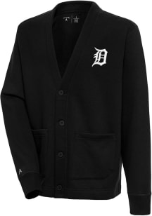 Antigua Detroit Tigers Mens Black Victory Cardigan Long Sleeve Sweater