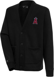 Antigua Los Angeles Angels Mens Black Victory Cardigan Long Sleeve Sweater