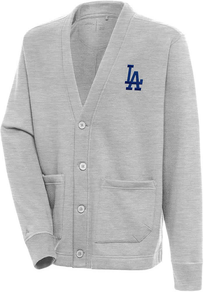 Antigua Men's Los Angeles Dodgers Grey Victory Pullover